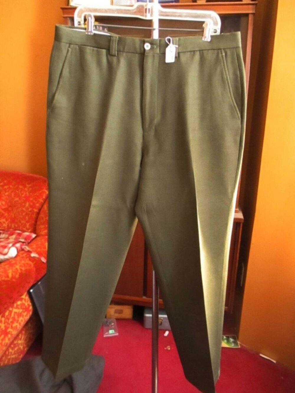 36x26 Vintage Olive Green Mens Dress Pants Talon Zipper Cabelas Hunting Fit